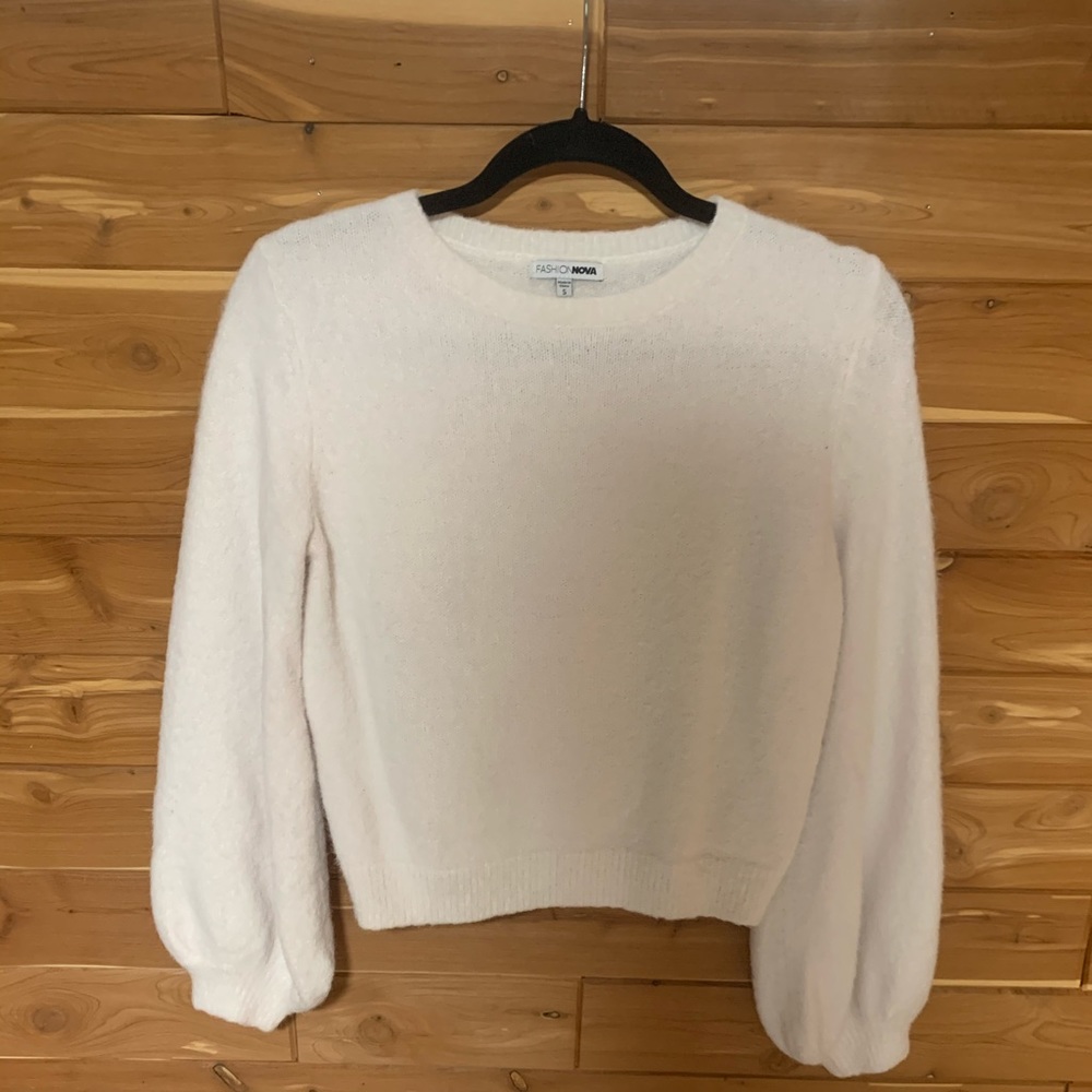 White fuzzy sweater